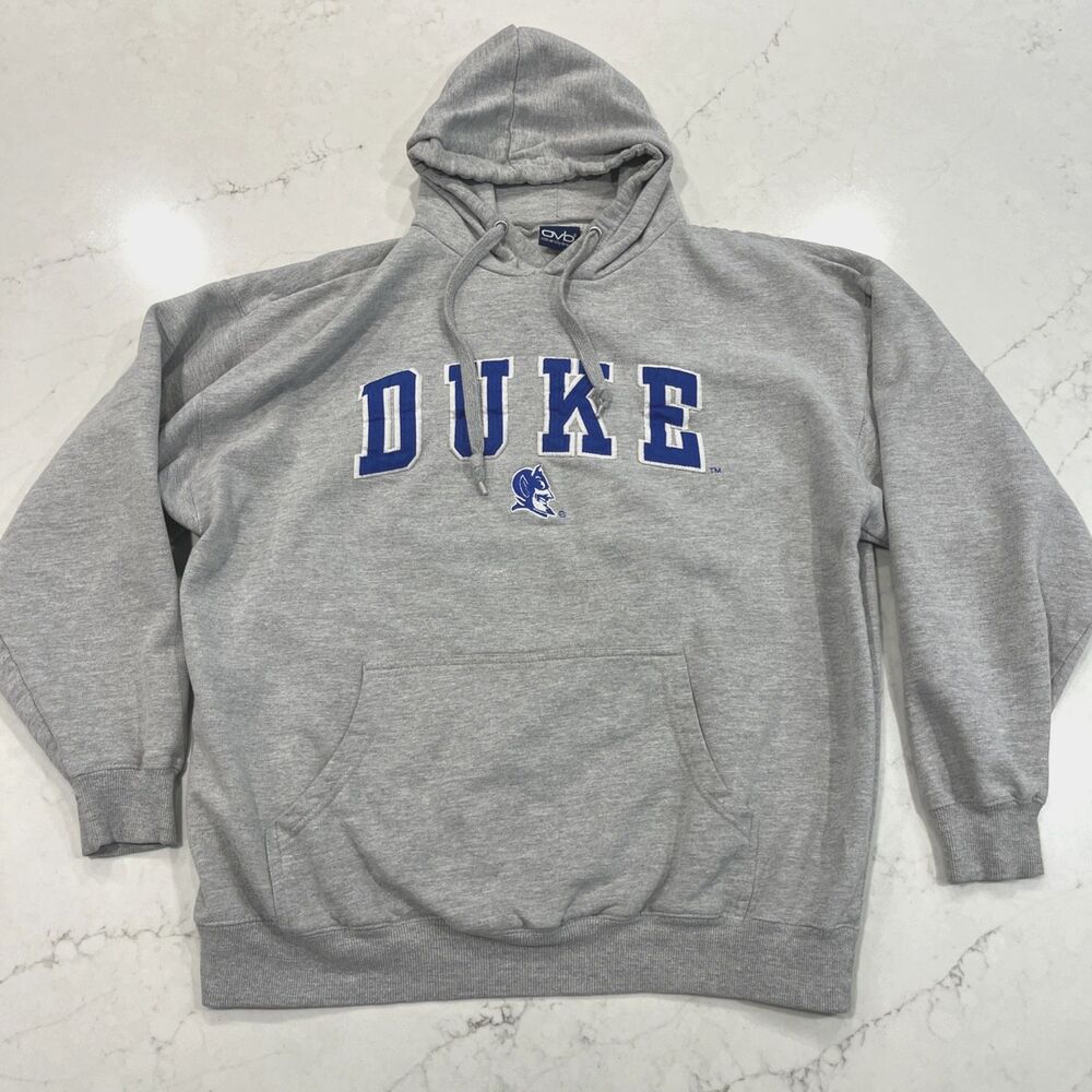 Duke Blue‎ Devils Hoodie Sweatshirt Vintage Mens L/XL OVB Old Varsity Brand Gray